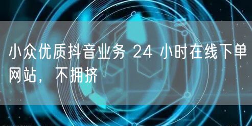 小众优质抖音业务 24 小时在线下单网站，不拥挤