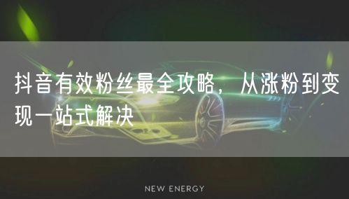 抖音有效粉丝最全攻略，从涨粉到变现一站式解决