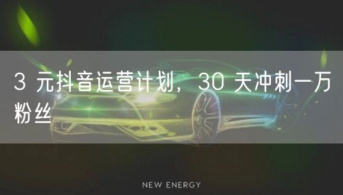 3 元抖音运营计划，30 天冲刺一万粉丝