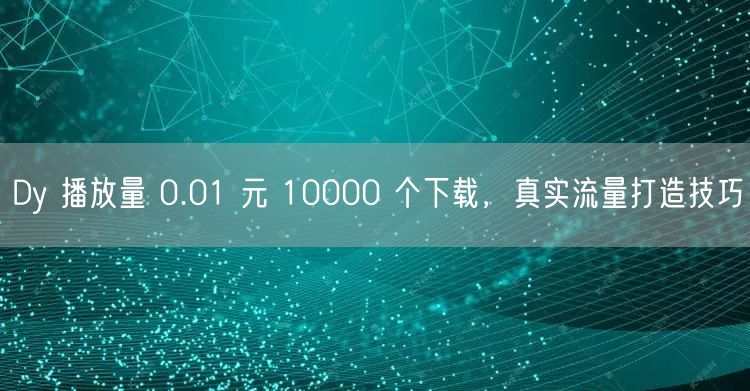Dy 播放量 0.01 元 10000 个下载，真实流量打造