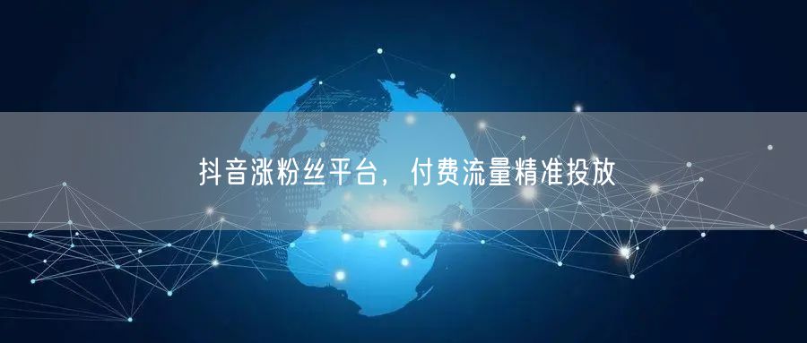 抖音涨粉丝平台，付费流量精准投放