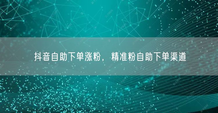 抖音自助下单涨粉，精准粉自助下单渠道