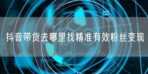 抖音带货去哪里找精准有效粉丝变现