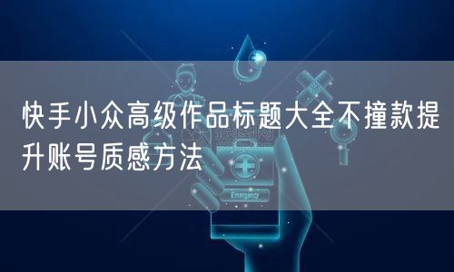 快手小众高级作品标题大全不撞款提升账号质感方法