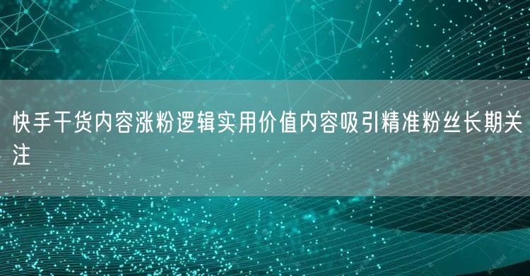 快手干货内容涨粉逻辑实用价值内容吸引精准粉丝长期关注