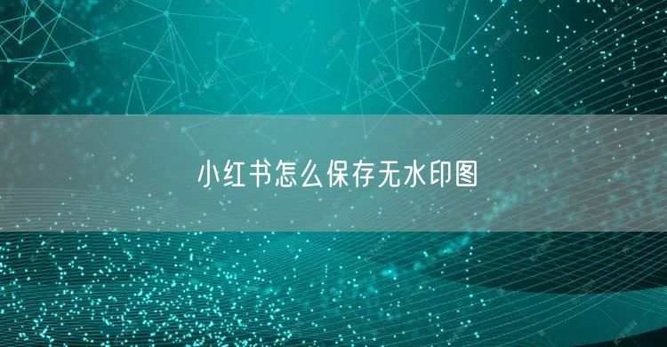 小红书怎么保存无水印图