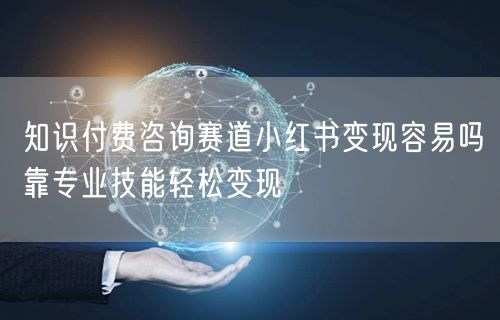 知识付费咨询赛道小红书变现容易吗靠专业技能轻松变现