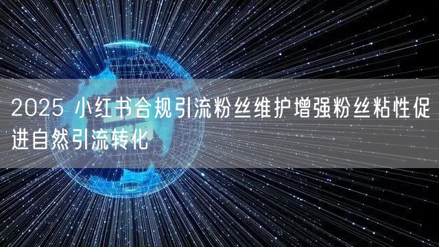 2025 小红书合规引流粉丝维护增强粉丝粘性促进自然引流转化