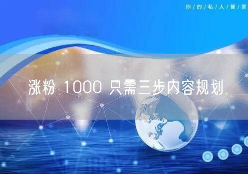涨粉 1000 只需三步内容规划
